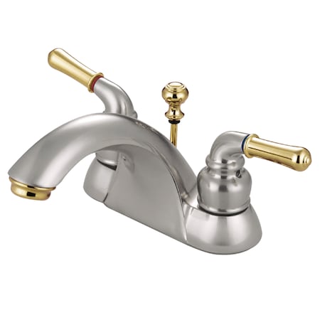 Kingston Brass 4" Centerset Bathroom Faucet, Brushed Nickel/Polished Brass KB2629B